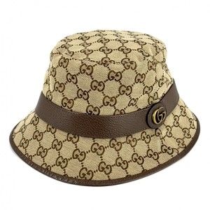 Gucci Hat Fedora Bucket M GG Canvas Beige Brown